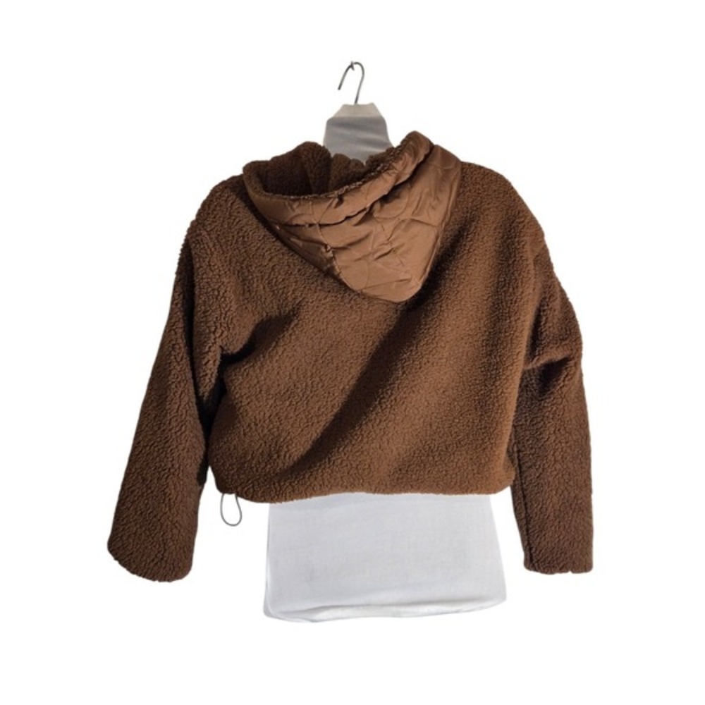 Love Tree Womens Hooded Sherpa Faux Fur Quilted Lined Jacket S NWT Brown/Caramel - Picture 6 of 6